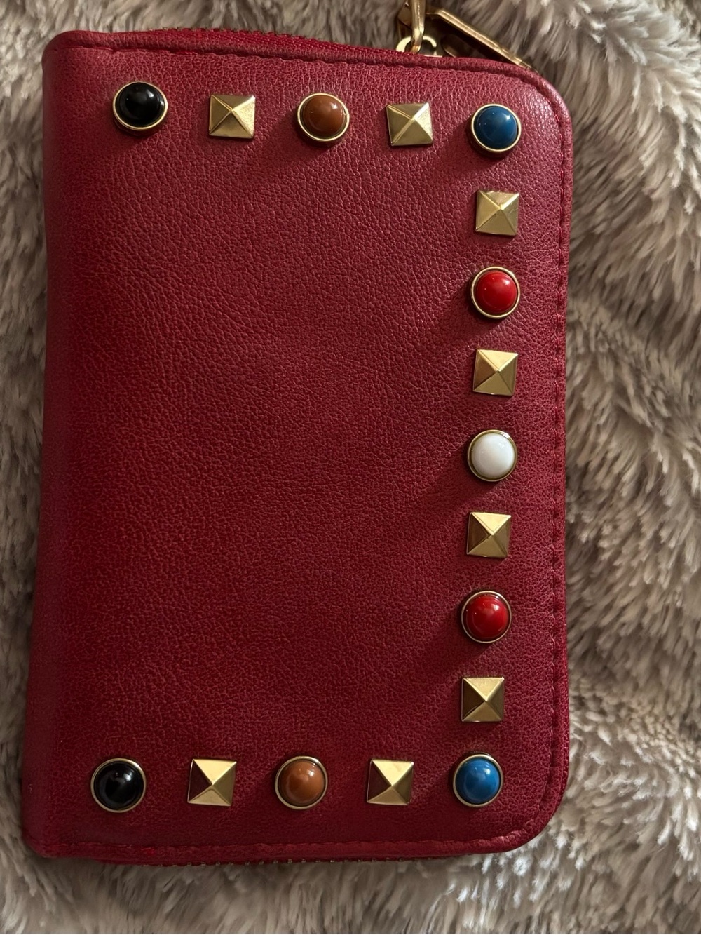 Red Carter Red and Gold Zip-Around Wallet